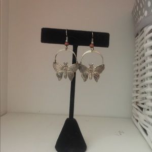 Silver earrings sterling butterfly